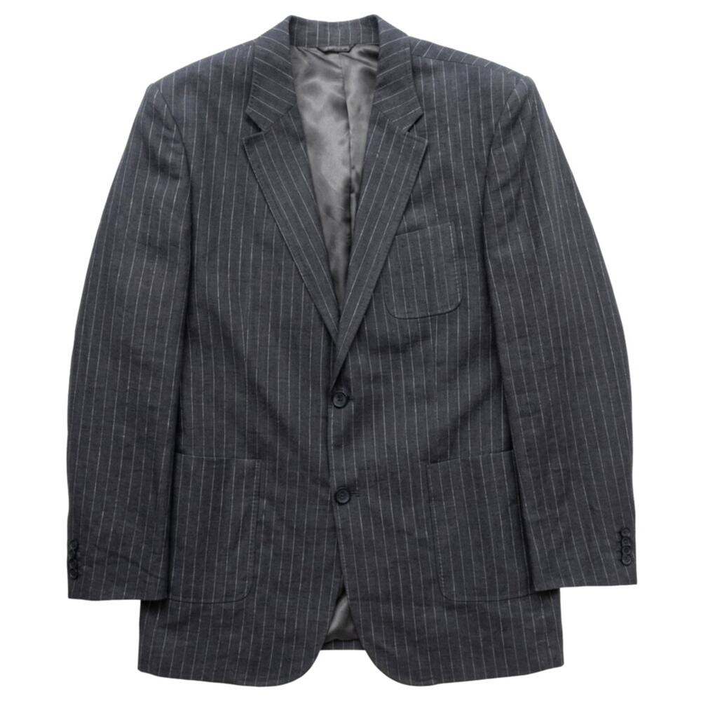 Banana Republic Linen Blazer Men's 44R Gray Pinstripe Two-Button Sport Coat